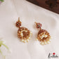 Classic Floral Motifs Jhumkas With Pearl Drops E1219