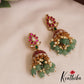 Stunning Floral Motifs Jadau Jhumka With Bead Drops E1048 (Available in 2 Colors)