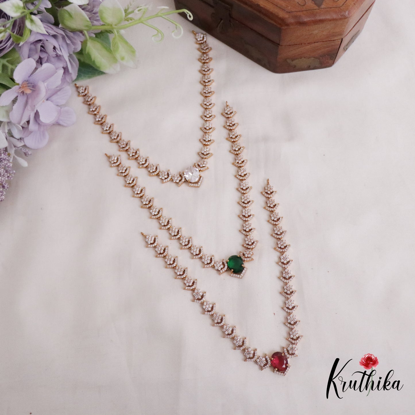 Beautiful CZ Oval Shape Pendant Necklace Sets NC2223 (Available in 3 Colors)