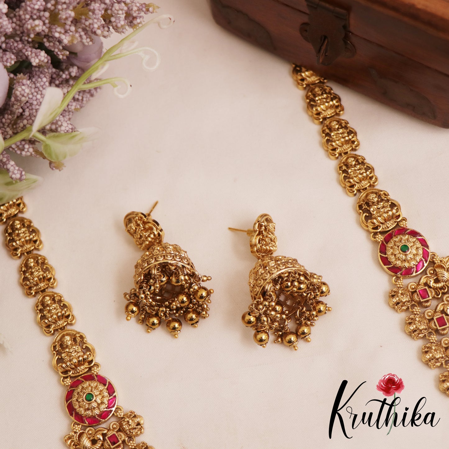 Premium Antique Nagas Lakshmi Peacock Motifs Jadau Haaram LH2097