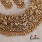 Premium Bridal Lakshmi Bead And Pearl Drops Nakshi Choker Set With Maang Tikka NC2587 (Available In 2 Colors)