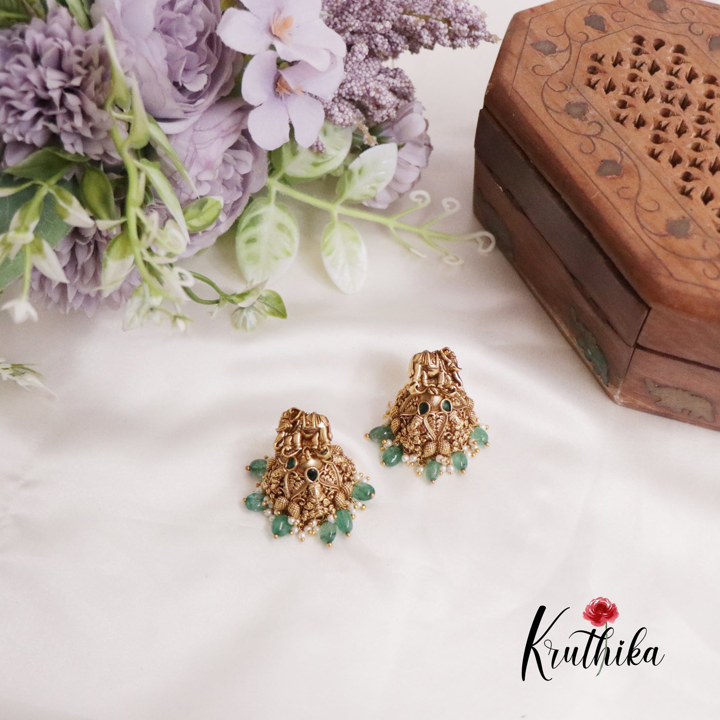 Premium Antique Elephant Lakshmi Jhumka E660