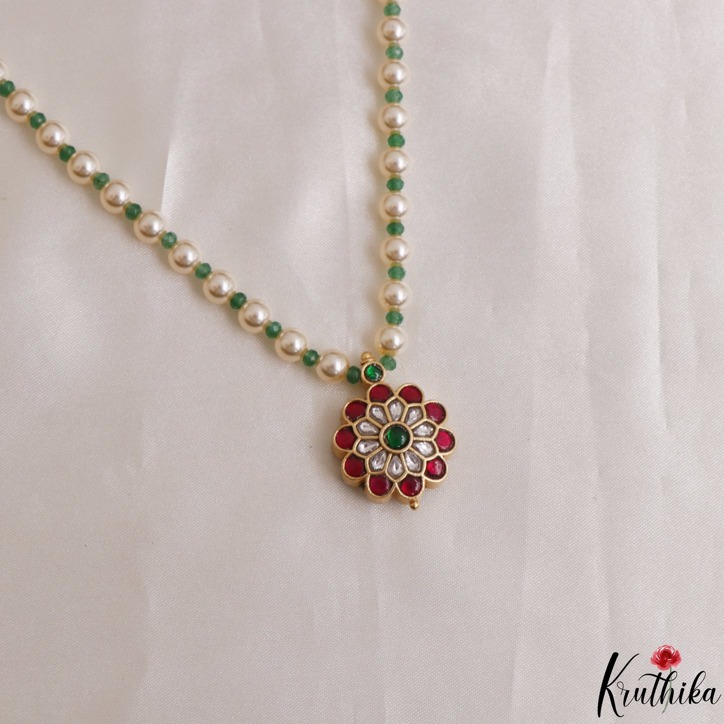 Elegant Floral Motifs Two-in-One Reversible Multi Pearl Strand Mala NC3120 (Available In 2 Colors)