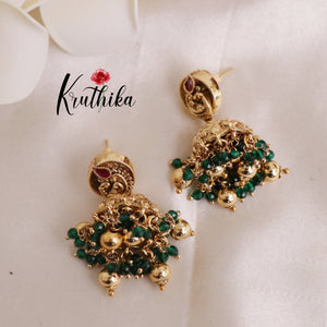 Elegant Jadau Nakshi Temple choker with Peacock Design - NC1916