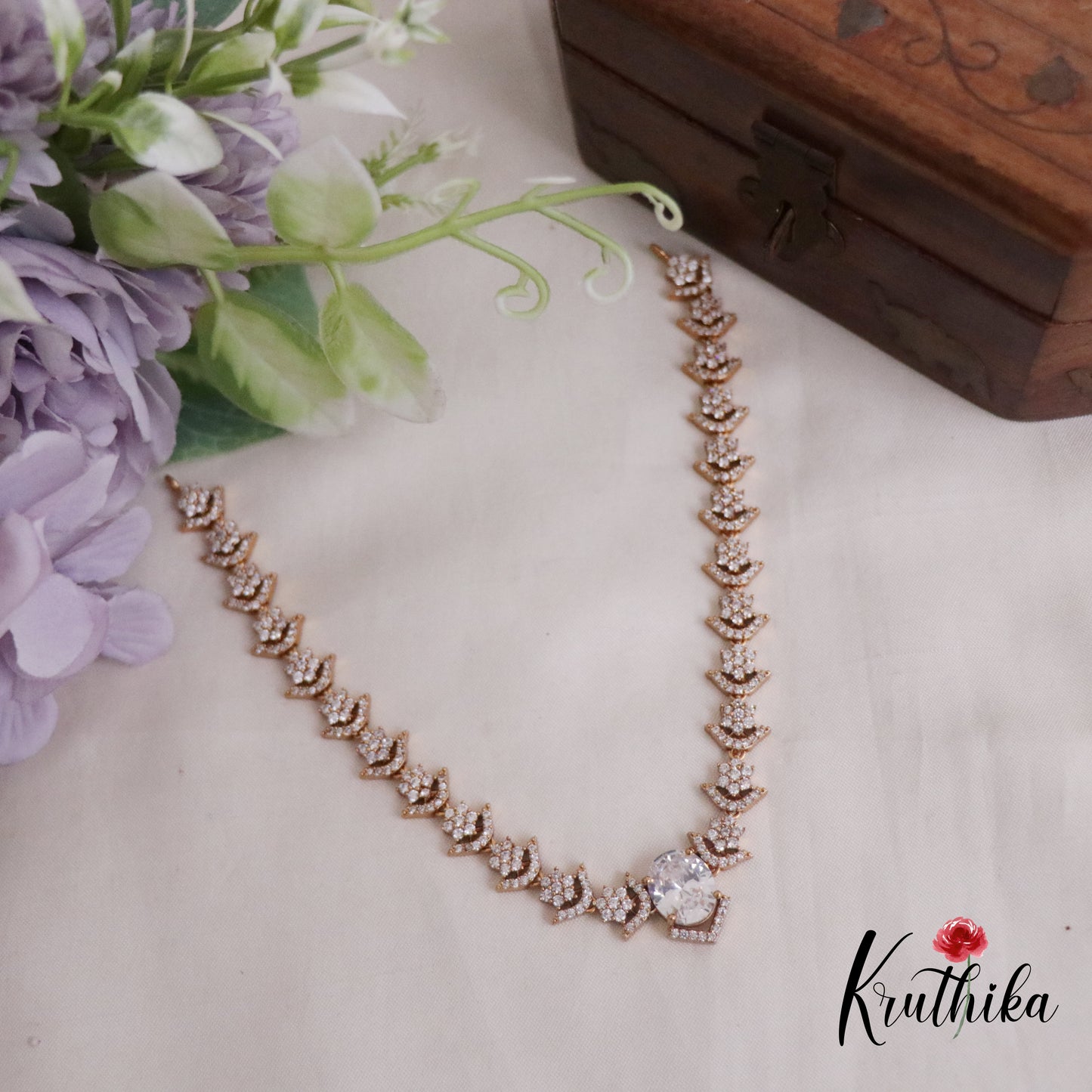 Beautiful CZ Oval Shape Pendant Necklace Sets NC2223 (Available in 3 Colors)