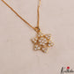 Trendy AD Floral Motifs Gold-Tone Chain Pendant Set NC2929