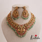 Premium Antique Lakshmi Nagas Jadau Necklace With Pastel Green Beads NC2555 (Available In 2 Colors)