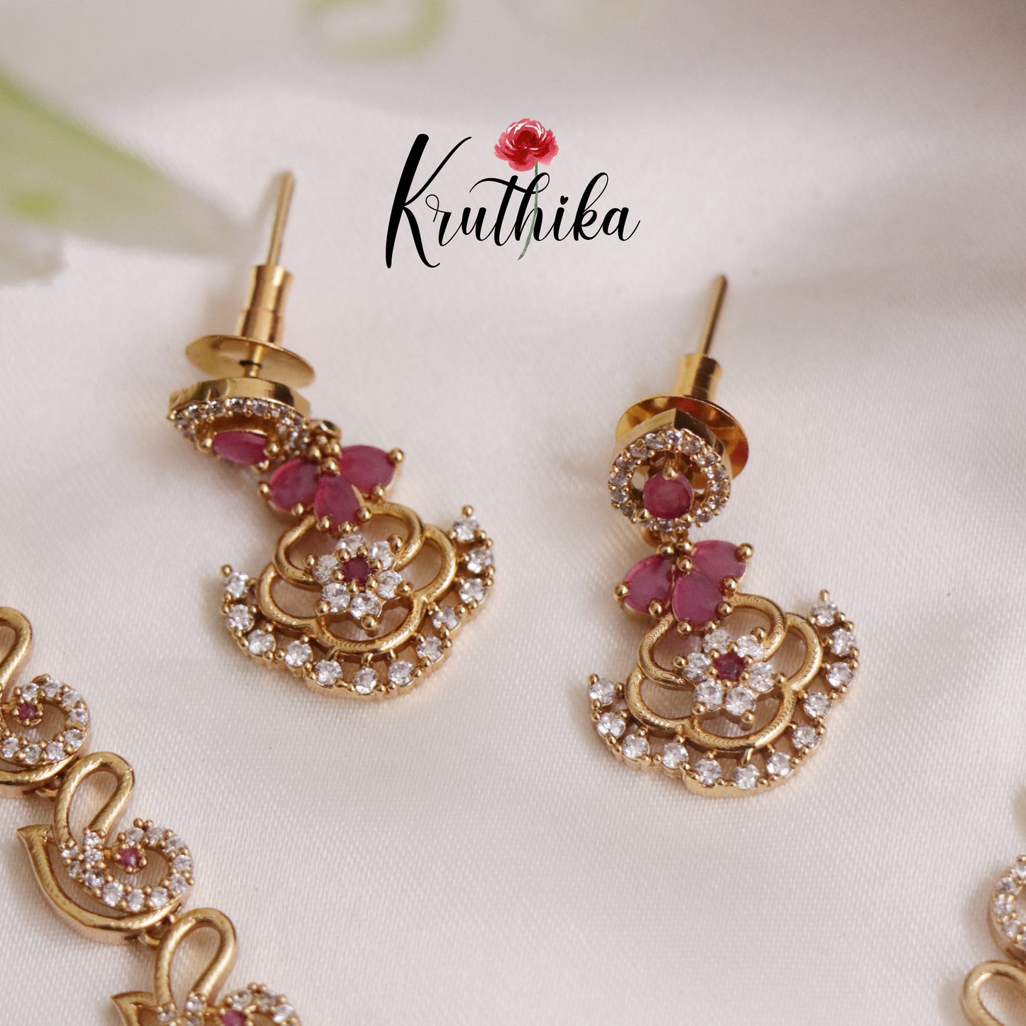 Elegant CZ Victorian Floral Pendant Necklace NC2277 (Available in 3 Colors)