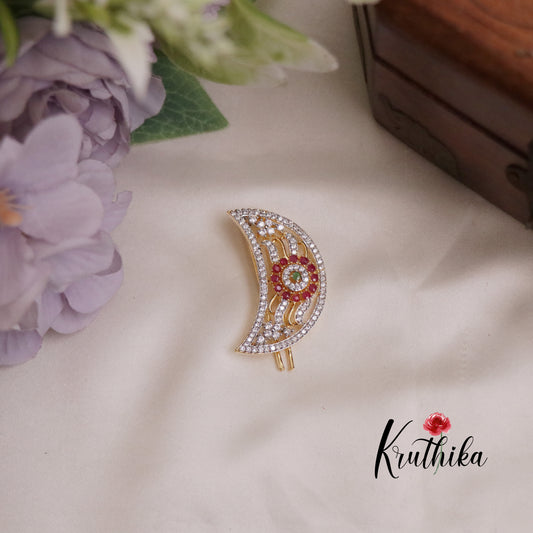 Simple Trendy CZ Sparkling Multi Stone Chandra Surya Hair Ornaments J199