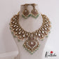 Gorgeous AD Teardrop Motifs Kemp Necklace With Green Bead Drops NC2726