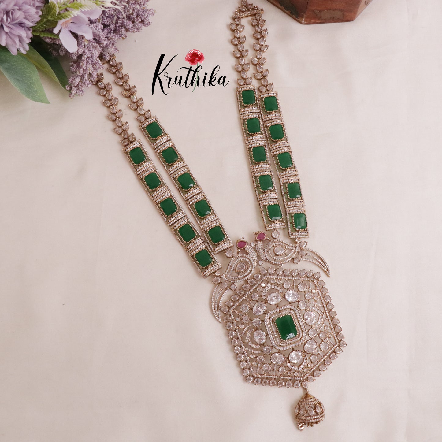 Grand Victorian AD Moissanite Peacock Haaram LH1888 (Available in 6 Colours)
