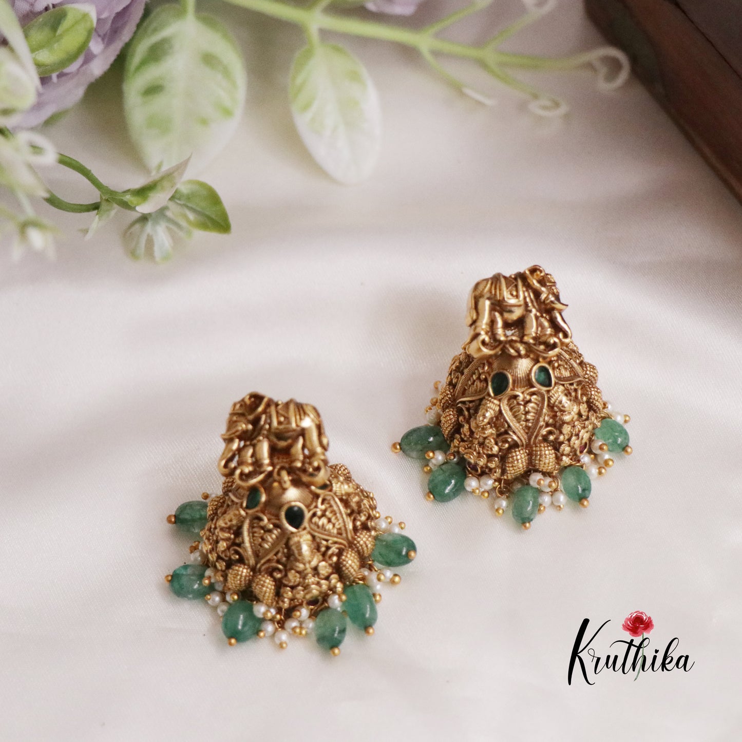 Premium Antique Elephant Lakshmi Jhumka E660