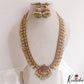 Traditional Antique Mango Peacock Motifs Jadau Haaram With Green Bead Drops LH2167