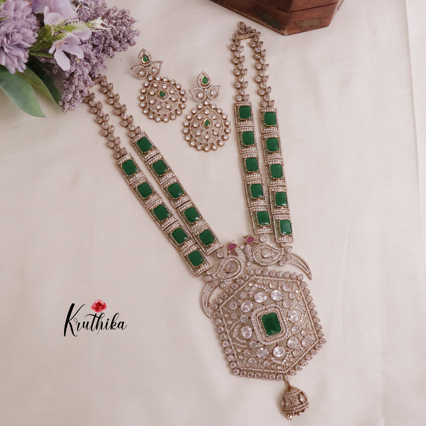 Grand Victorian AD Moissanite Peacock Haaram LH1888 (Available in 6 Colours)