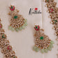 Elegant Victorian jadau Haaram with pastel green beads LH1861