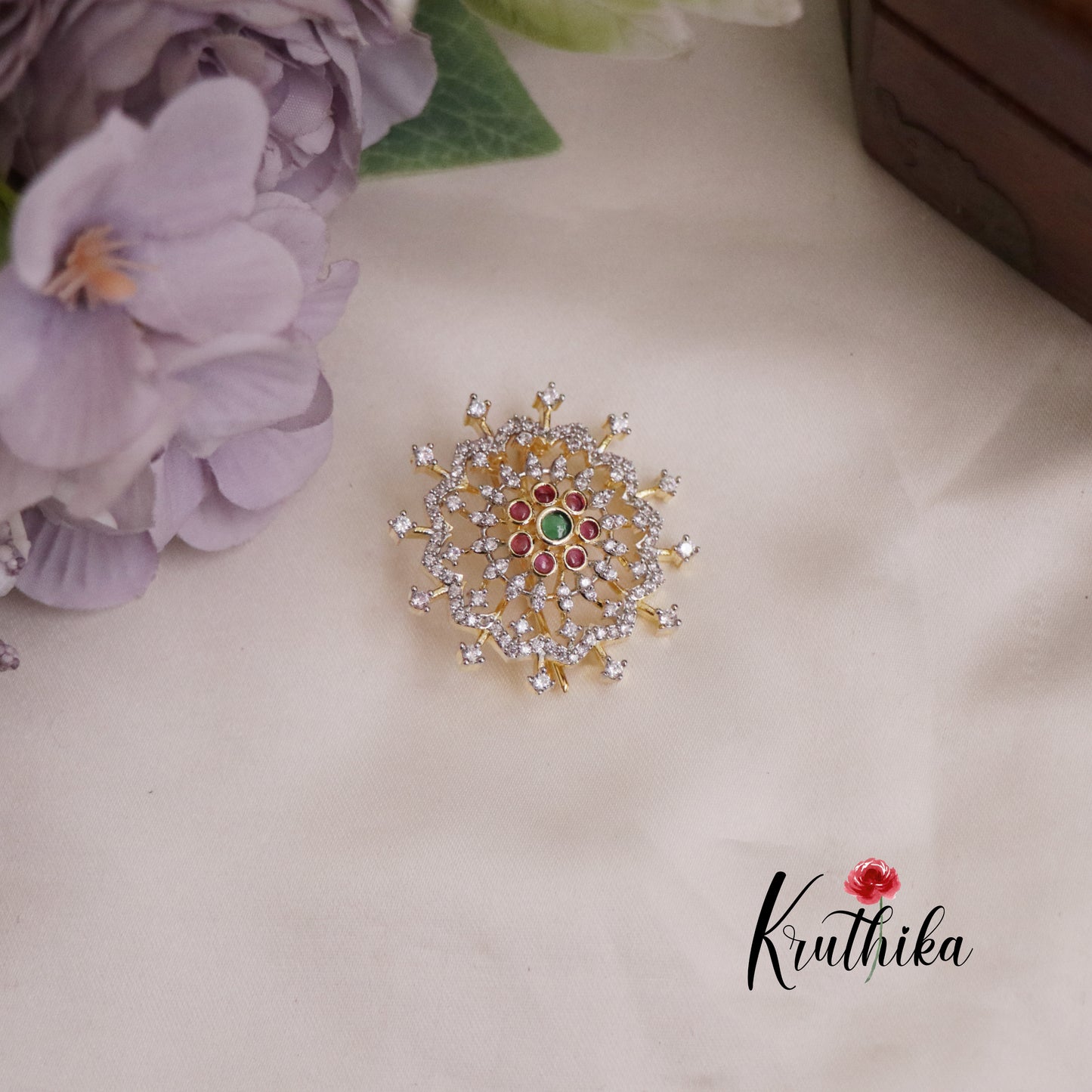 Pretty CZ Sparkling Blossom Chandra Surya Hair Ornaments J200 (Available in 2 Colors)