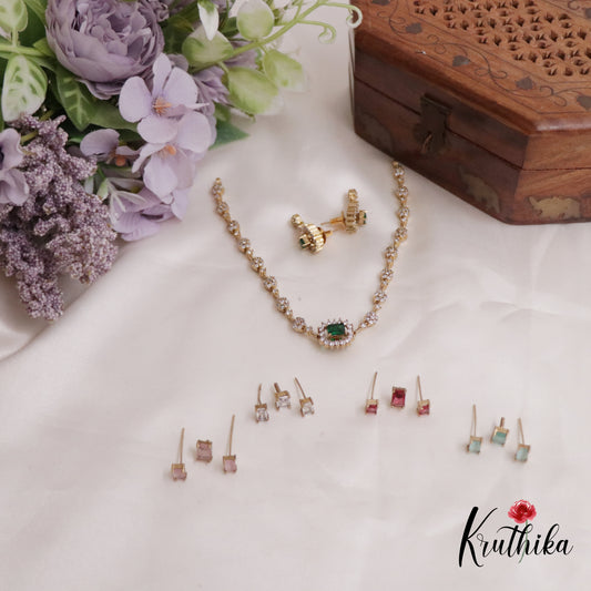 Simple CZ Victorian changeable Stone Necklace NC2299