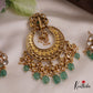 Gorgeous Floral Kundan Jadau Pendant Set With Green Bead Drops PS269