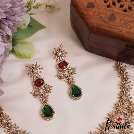 Beautiful Floral Motifs Diamond-Finish Gold-Tone AD Necklace NC2779 (Available In 2 Colors)