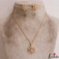 Trendy AD Floral Motifs Gold-Tone Chain Pendant Set NC2929