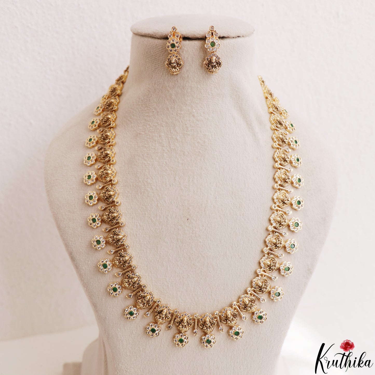 Classic Antique Nagas Lakshmi Floral Motifs Temple Haaram LH2186 (Available In 2 Colors)