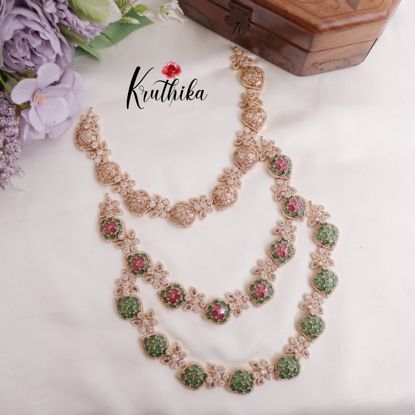 Simple CZ Leaf Motif Necklace NC2330 (Available in 4 colours)