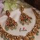 Premium Antique Lakshmi Nagas Jadau Necklace With Pastel Green Beads NC2554