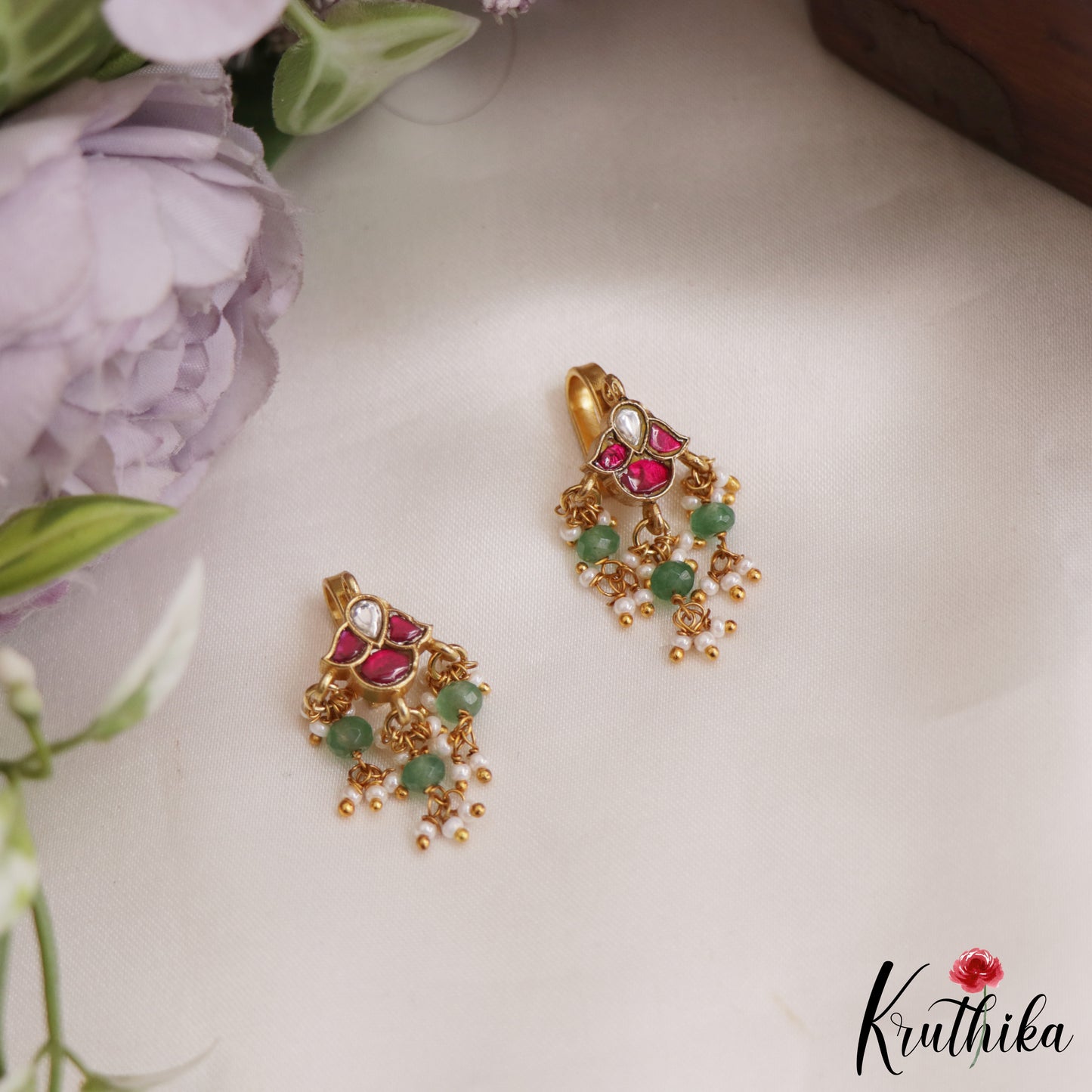 Beautiful Kemp Teardrop Earcuffs | Upper Earrings | Bugadi Earrings With Pearl And Bead Drops E872