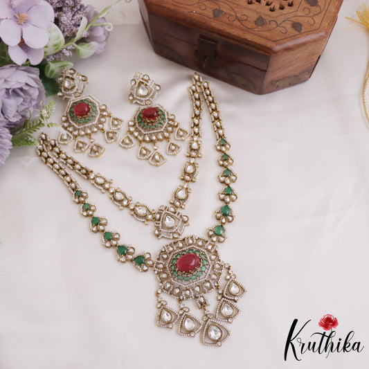 Sparkling AD Teardrop Motifs Multi Layer Victorian Necklace NC2700 (Available In 2 Colors)
