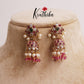 Simple Antique Finish Kemp Floral Jhumkas with Beads Drops E635 (Available in 2 Colors)
