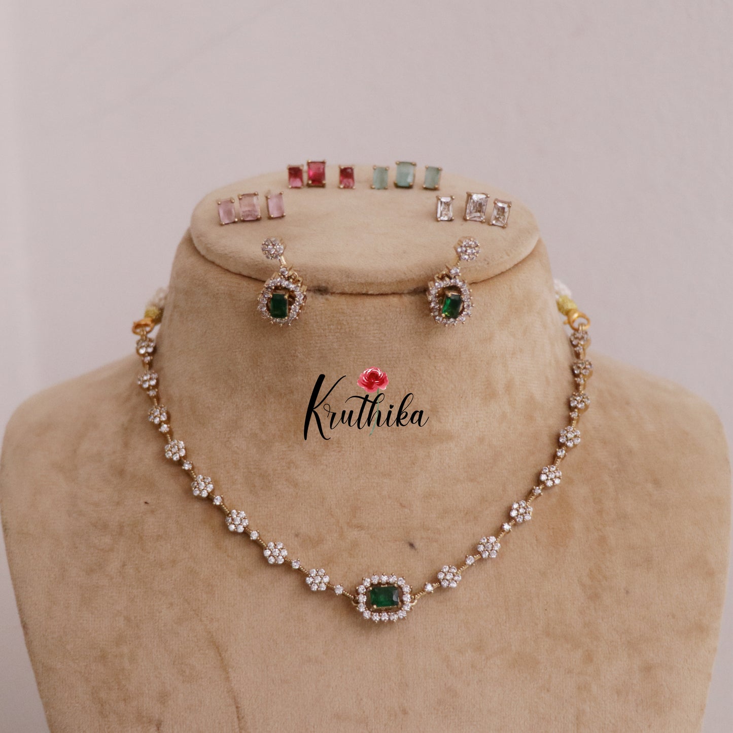 Simple CZ Victorian changeable Stone Necklace NC2299