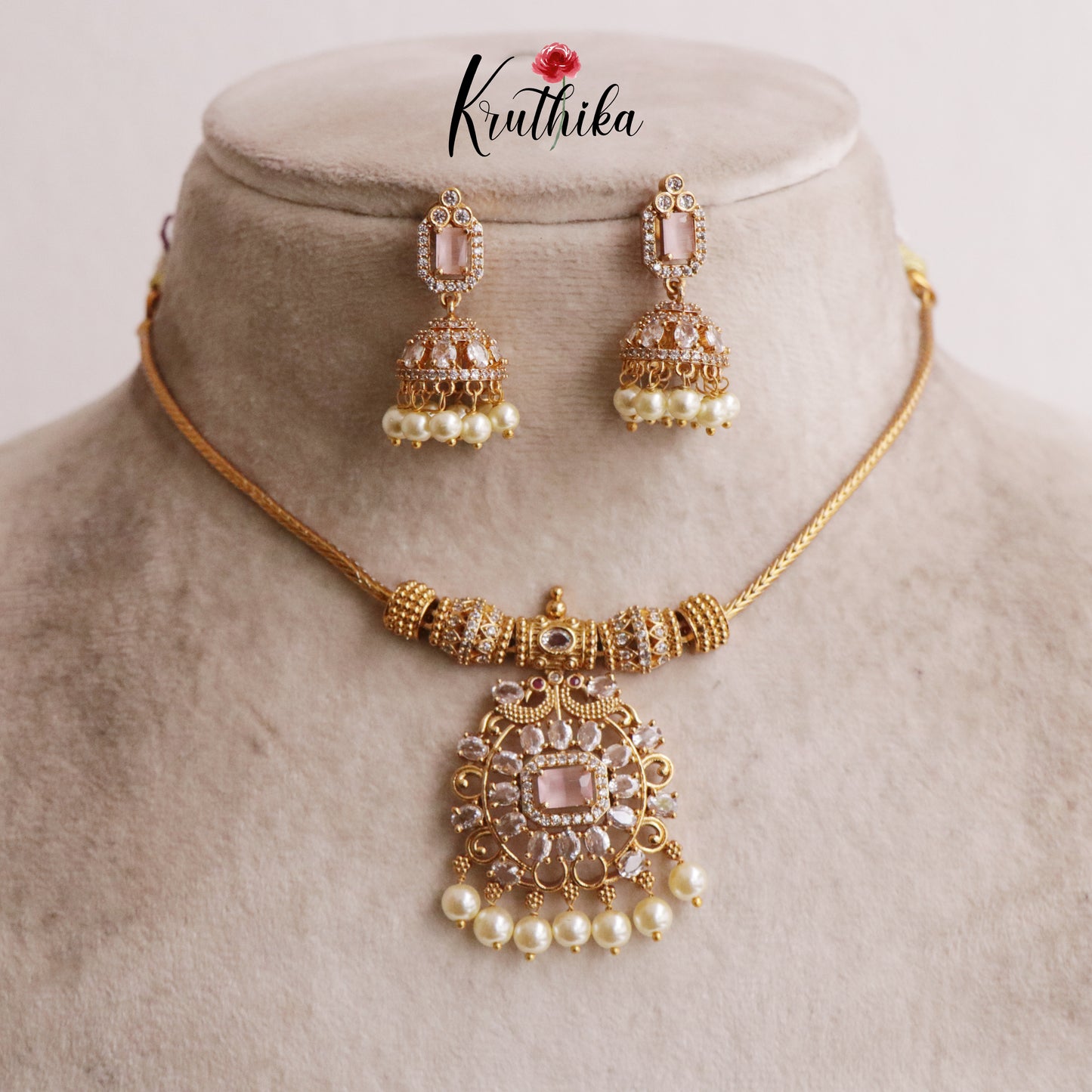 Elegant Bloom Pendant Pearl Drop Necklace NC2120 (Available in 2 Colours)