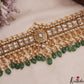 Stunning Floral Geometric Motif Jadau Choker With Pearl Bead Drops NC3009 (Available In 2 Colors)