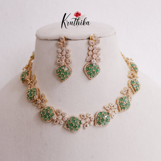 Simple CZ Leaf Motif Necklace NC2330 (Available in 4 colours)