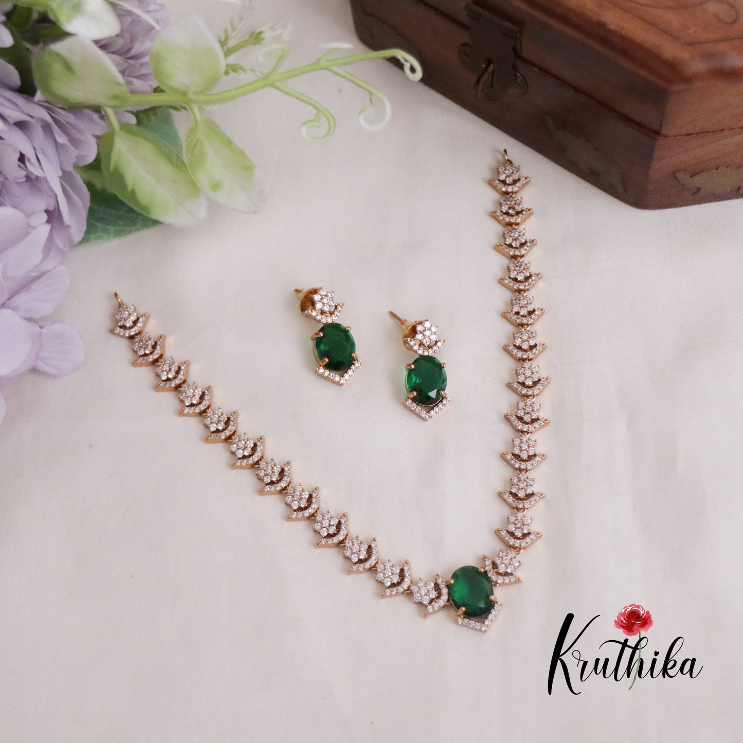 Beautiful CZ Oval Shape Pendant Necklace Sets NC2223 (Available in 3 Colors)