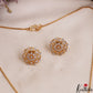 Beautiful AD Floral Motifs Gold-Tone Chain Pendant Set NC2933