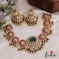 Gorgeous Floral Motifs Moissanite Jadau Choker With Pearl Drops NC2728