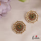 Elegant Pearl Border Peacock Motifs Stud Earrings E955