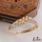 Trendy AD Leaves motifs  Gold Tone Design Openable Bracelet B591
