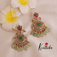Elegant Victorian jadau Haaram with pastel green beads LH1861