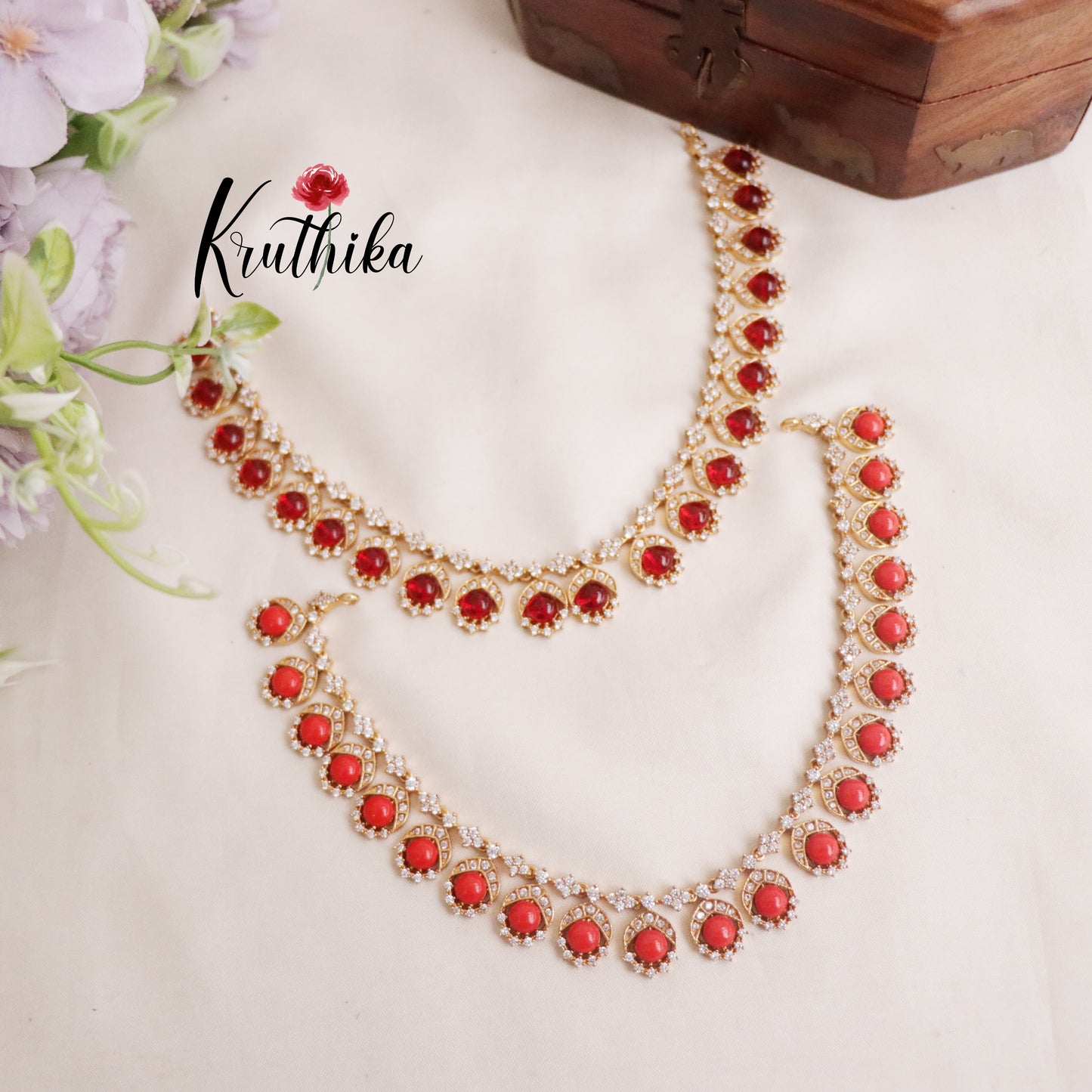 Simple AD Stone Pendant Drops Necklace NC2208 (Available in 3 Colours)