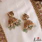 Traditional Antique Mango Peacock Motifs Jadau Haaram With Green Bead Drops LH2167