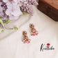 Simple Antique Finish Kemp Floral Jhumkas with Beads Drops E635 (Available in 2 Colors)