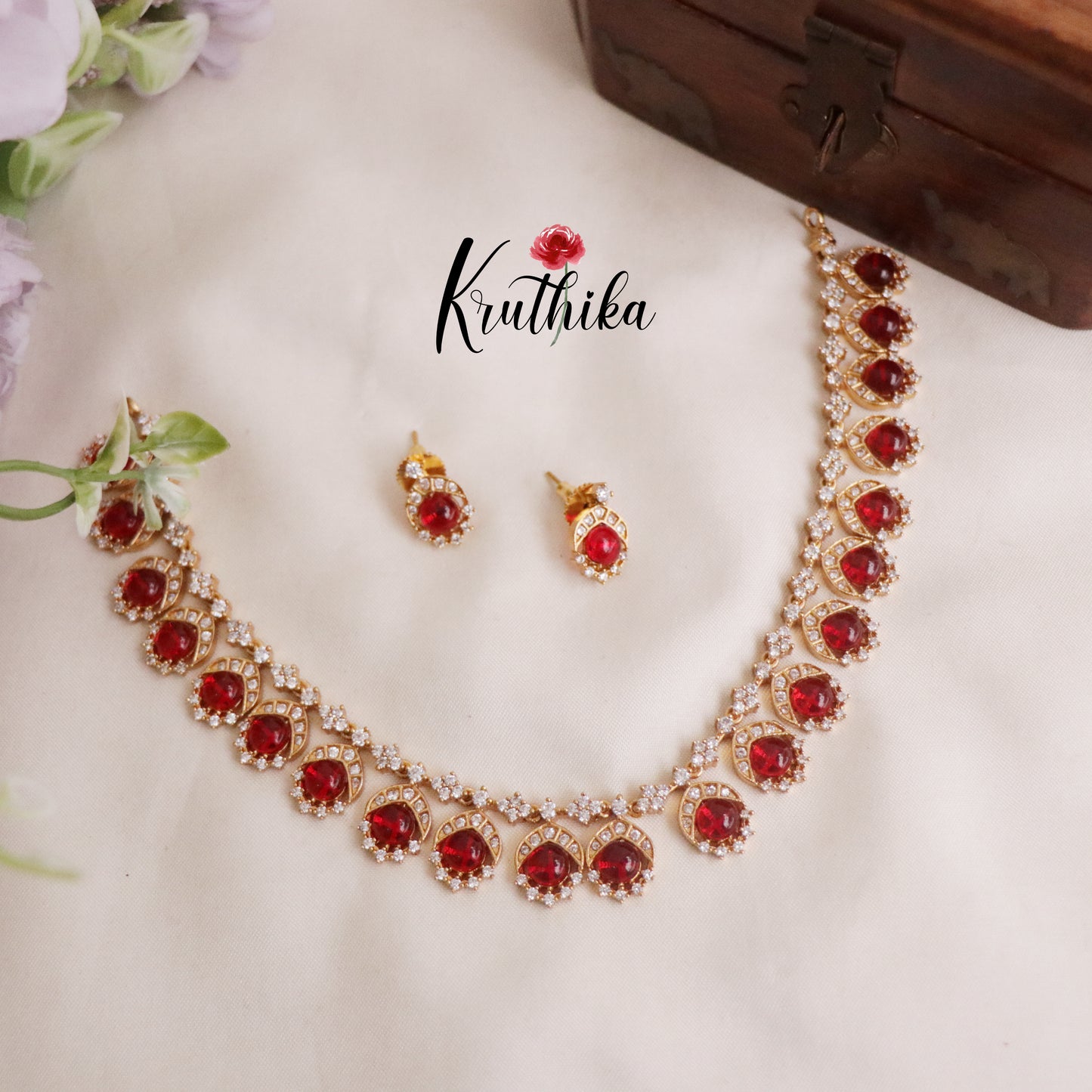 Simple AD Stone Pendant Drops Necklace NC2208 (Available in 3 Colours)