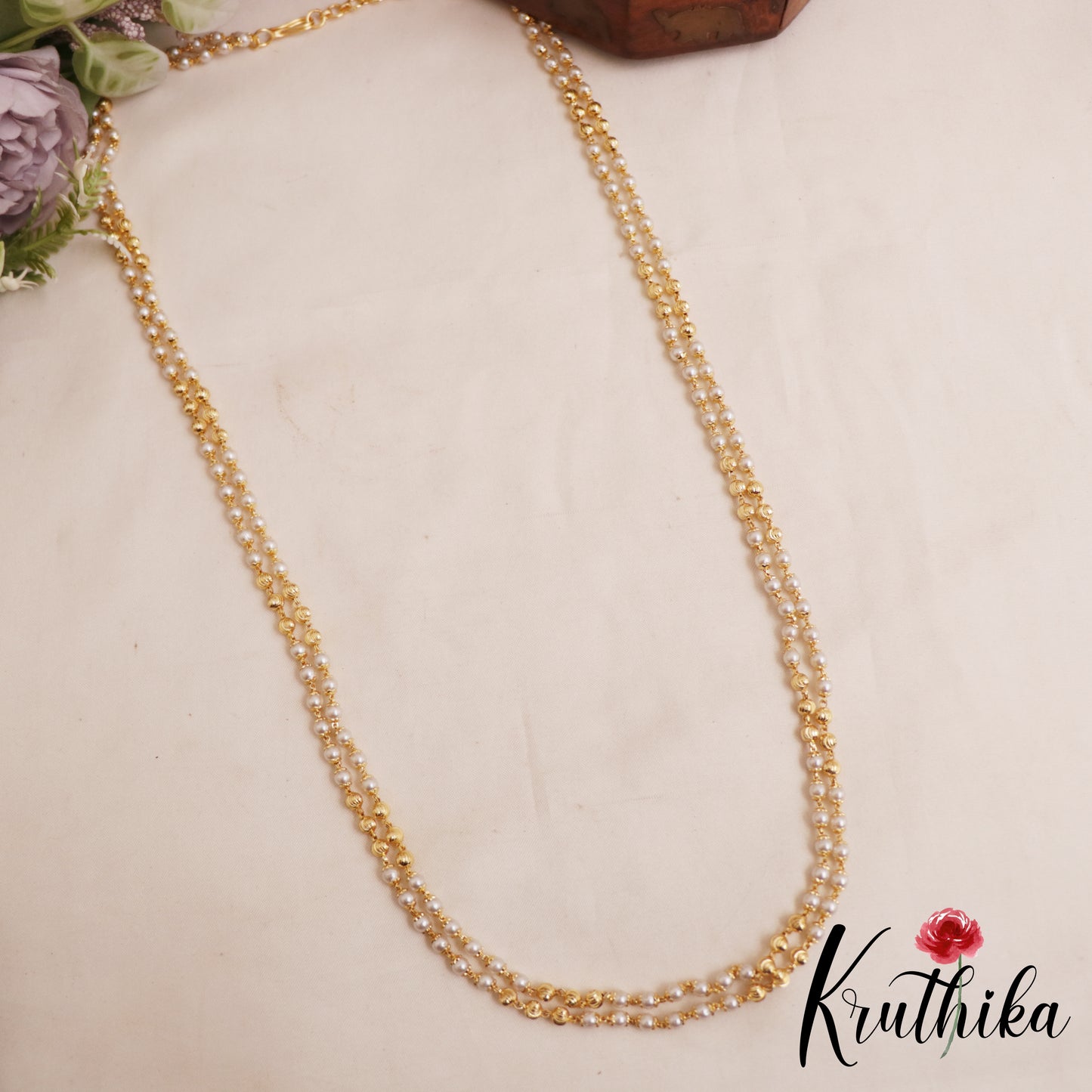 Trendy Pearl Bead Double Layered Long Mala LH2098