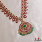 Premium Mango Floral Motifs Jadau Haaram With Green Bead Drops LH2147