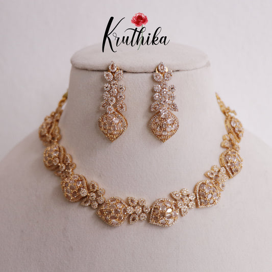 Simple CZ Leaf Motif Necklace NC2330 (Available in 4 colours)