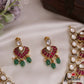 Premium Leaf Motifs Moissanite Jadau Choker With Green Bead Drops NC2727