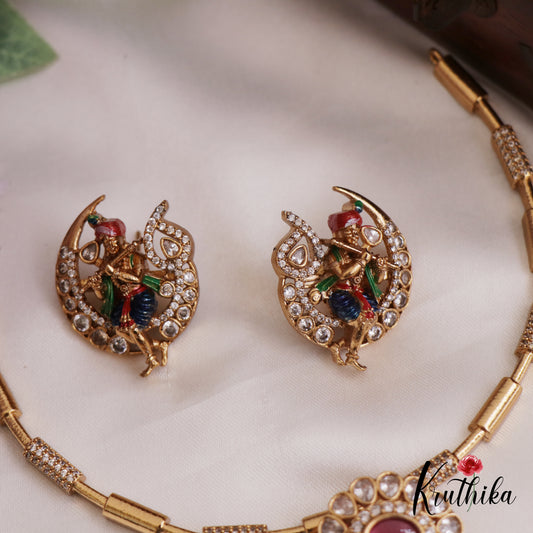Elegant Hasli Necklace With Lord Krishna Motifs Pendant NC2696