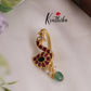 Simple Trendy Peacock Kundan Jadau Jada Billa with Green Beads Drops J236